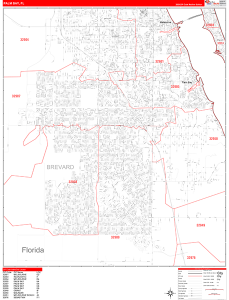 Palm Bay, FL Zip Code Map